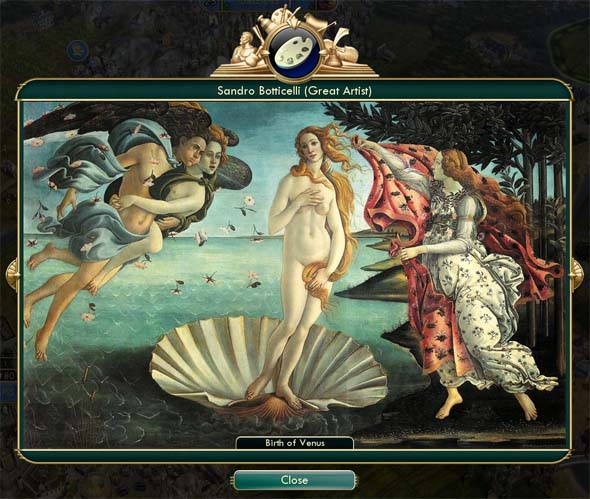 Civilization V: Brave new World - painting of 'Birth of Venus'