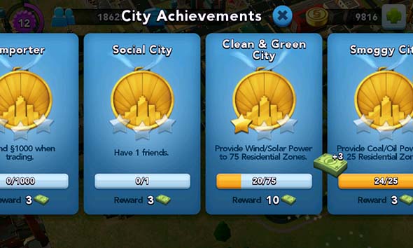 SimCity Buildit - achievements