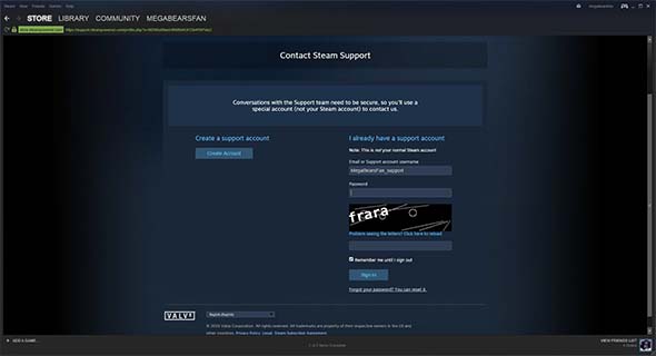 Steam Support account sign in
