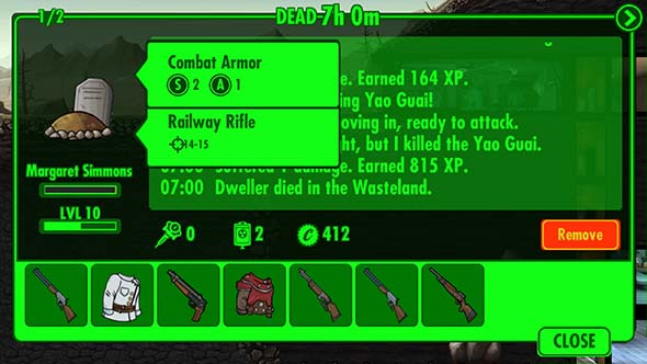 Fallout Shelter - Survival Mode, dead wanderer