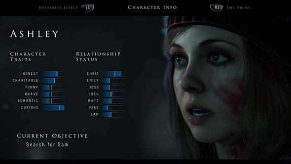 Until Dawn - character attributes