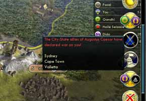 Civilization V Gods & Kings - City State notifications
