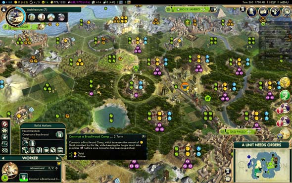 Civilization V: Brave new World - buffed Brazilwood camps