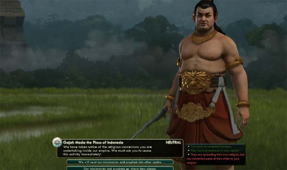 Civilization V - Gajah Mada's religious tolerance