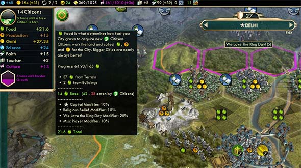 Civilization V - Delhi growth bonuses