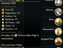 Civilization V - buffed Mughal Fort