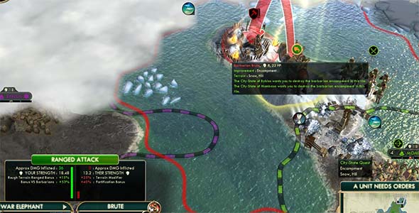 Civilization V - Indian War Elephant clearing barbarians