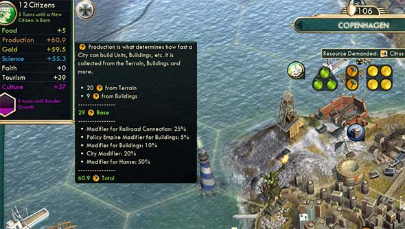 Civilization V - 50% production bonus from Hanse