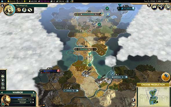 Civilization V - Shoshone claiming isthmus