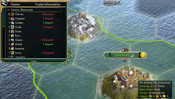 Civilization V - Arabian Bazaar yields extra Cloves from acquired Indonesian city