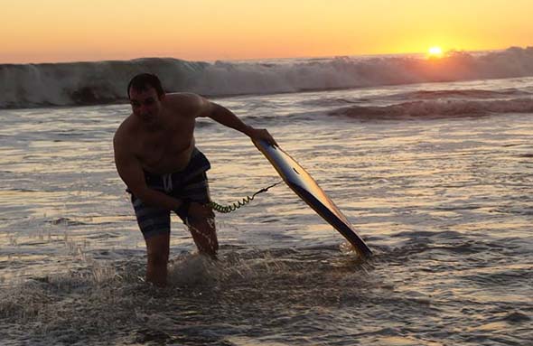 sunset boogie boarding