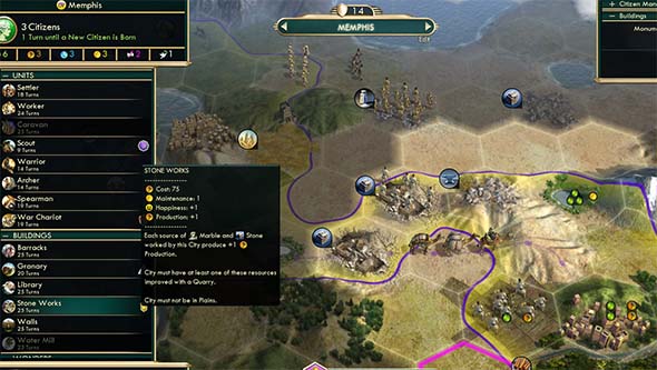 Civilization V - Memphis can build Stone Works