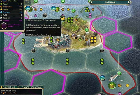 Civilization V - Fishing Boat culture converted to tourism