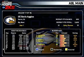 ESPN College Hoops 2k8 - ABL menu