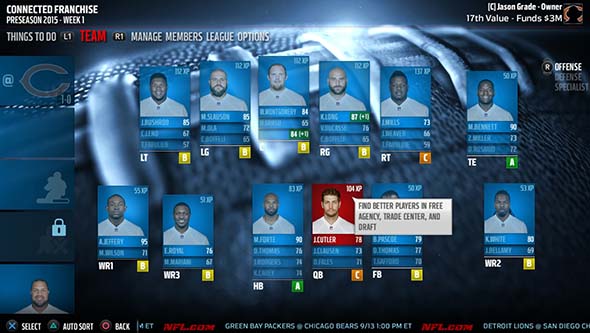 Madden NFL 16 - depth chart