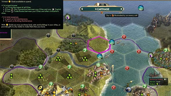 Civilization V - blockading Carthage's port