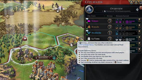 Civilization VI - city state bonuses