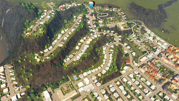 Cities: Skylines - terraced neighborhood