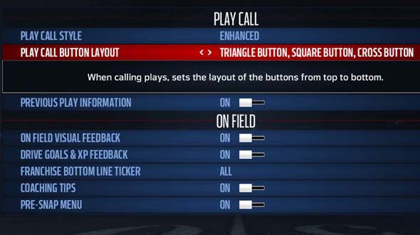 Madden 17 - play-call controls