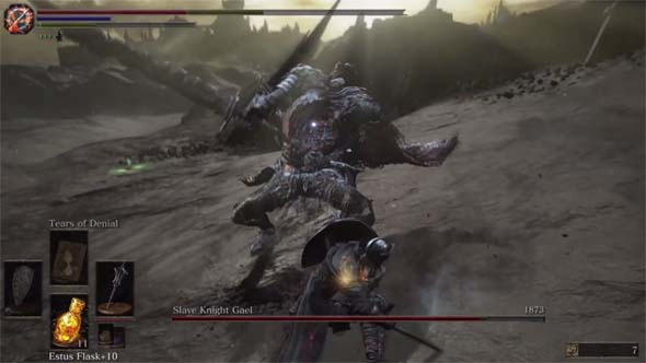 Dark Souls III: the Ringed City - Slave Knight Gael stunned