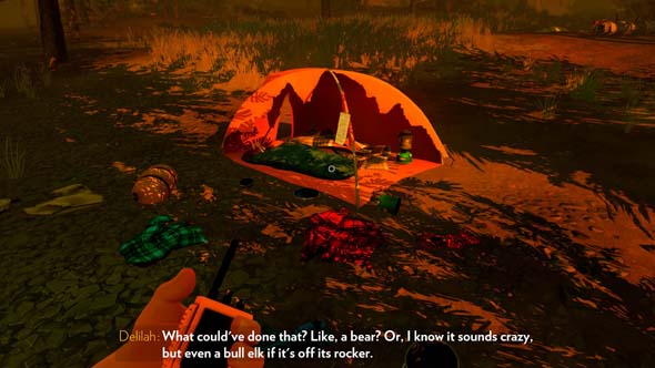 Firewatch - wrecked campsite