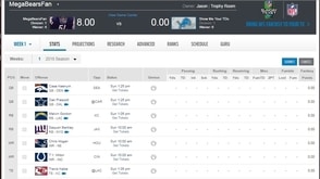 Fantasy football lineup