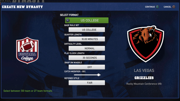 Maximum Football 2019 - dynasty difficulty level