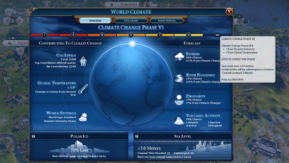 Civilization VI Gathering Storm - global warming