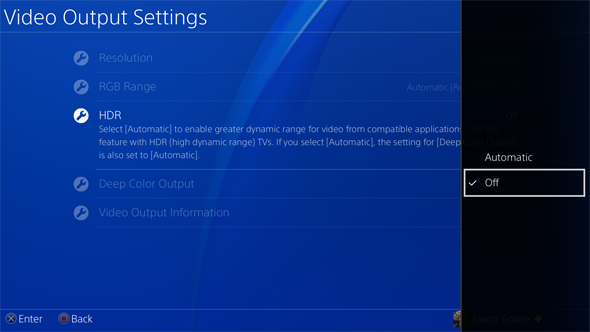 PS4 disable HDR