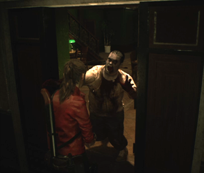 Resident Evil 2 - zombie in doorway