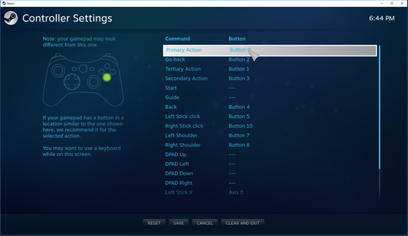 Steam Controller Settings