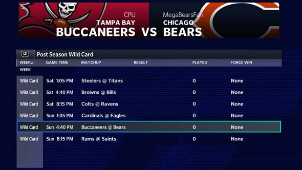 Madden 21 - playoff wild card round