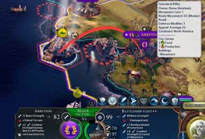 Civilization VI - battleship vs hill