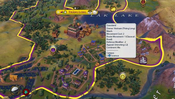 Civilization VI - districts on features
