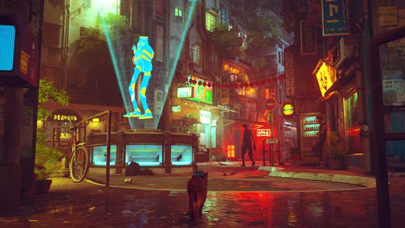 Stray - cyberpunk plaza