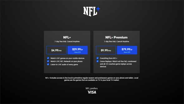 NFL Plus pricing