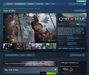 Steam God of War page