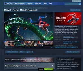 Steam Spider-Man page