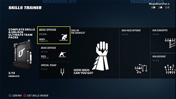 Madden 23 - Skill Trainer drills
