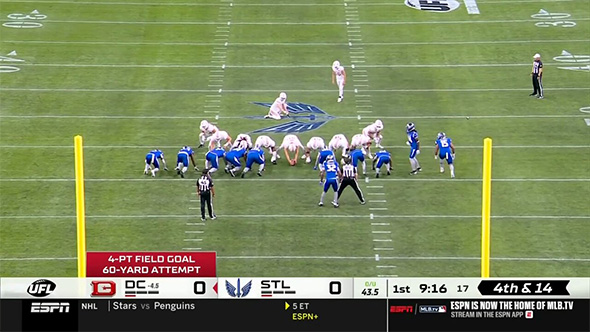 UFL - Matt Crane 4-point field goal