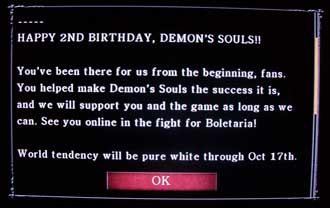 Demon's Souls 2nd birthday message