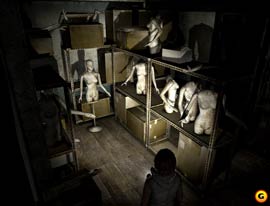 Silent Hill 3 - Heather looking at mannequins