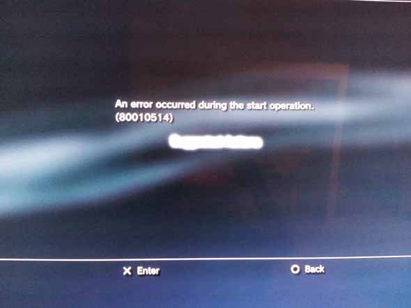 PS3 - error 80010514
