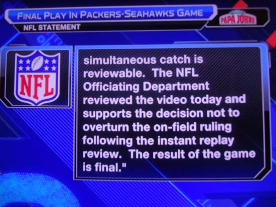 NFL response to Simultaneous Catch
