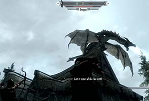 Skyrim - dragon attacks town